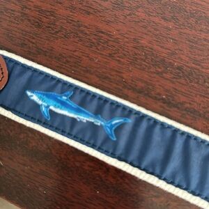 Handmade Leather Man Ltd Navy Ribbon Leather Canvas Belt